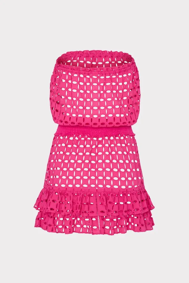 Milly Verity Cotton Eyelet Dress Pink Women Swim and Coverups