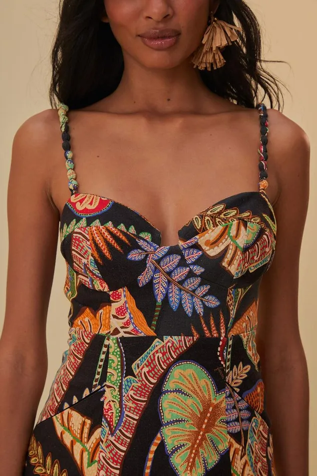Mini Dresses Women FARM Rio Cool Foliage Black Mini Dress Mini Dresses Women FARM Rio Cool Foliage Black Mini Dress