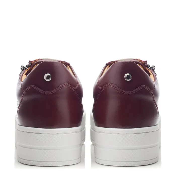 Moda In Pelle Abbiy Burgundy Leather Women Casual Trainers