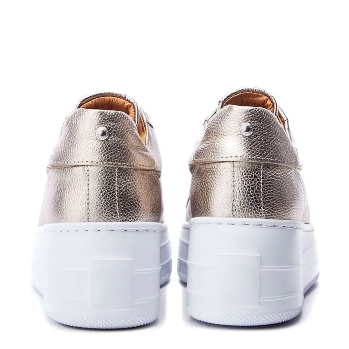 Moda In Pelle Aneeba Gold Leather Women SlipOn Trainers