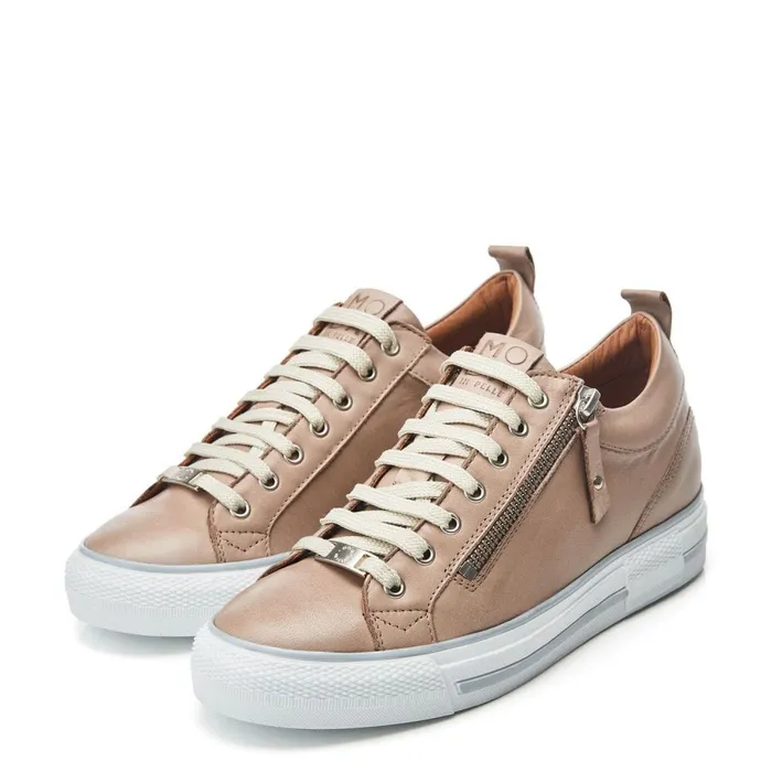 Moda In Pelle Brayleigh Taupe Leather Women Wedge Trainers