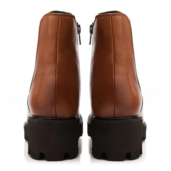 Moda In Pelle Bsoleful BRylee Tan Leather Women Chunky Boots