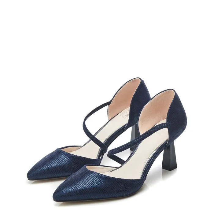 Moda In Pelle Camariya Navy Lizard Women Court Shoes