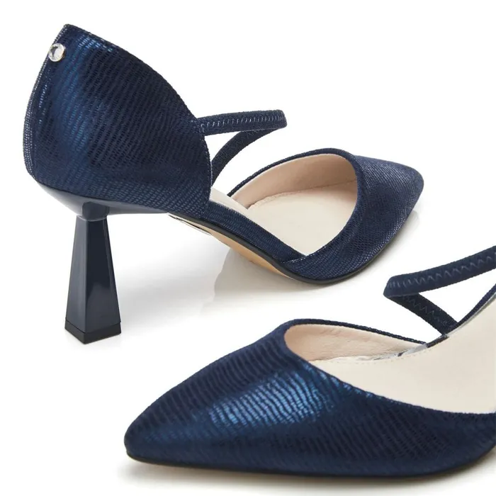 Moda In Pelle Camariya Navy Lizard Women Court Shoes