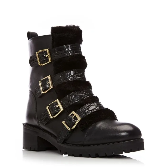 Moda In Pelle Channie Black Leather Women Chunky Boots