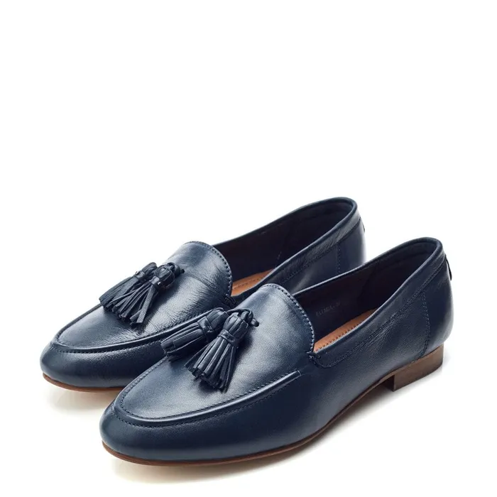 Moda In Pelle Ellmia Navy Leather Women Brogues And Loafers