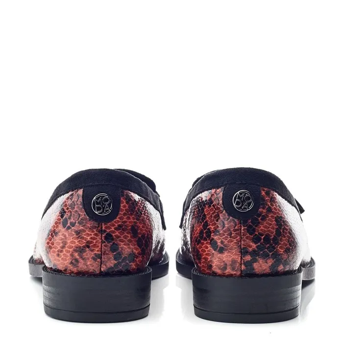 Moda In Pelle Frennchie Orange Snake Print Women Brogues And Loafers