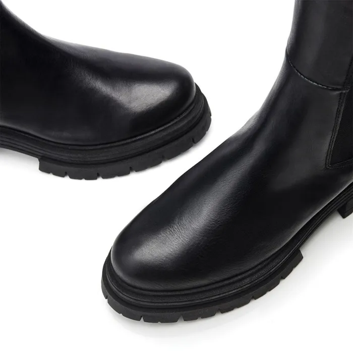 Moda In Pelle Linnea Black Leather Women Heeled And Wedge Boots
