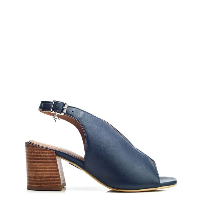 Moda In Pelle Lonnia Navy Leather Women Heeled Sandals