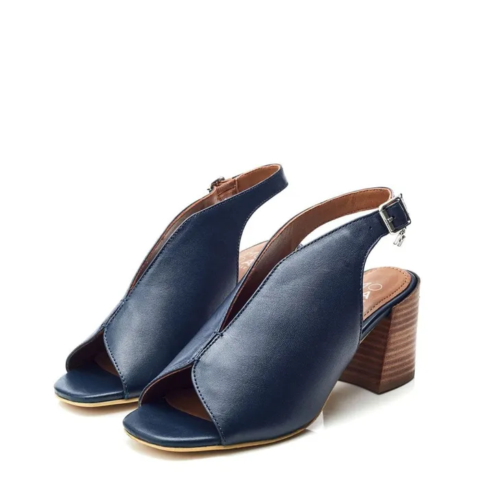 Moda In Pelle Lonnia Navy Leather Women Heeled Sandals