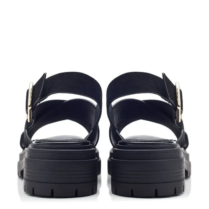 Moda In Pelle Marria Black Suede Women Flatform Sandals