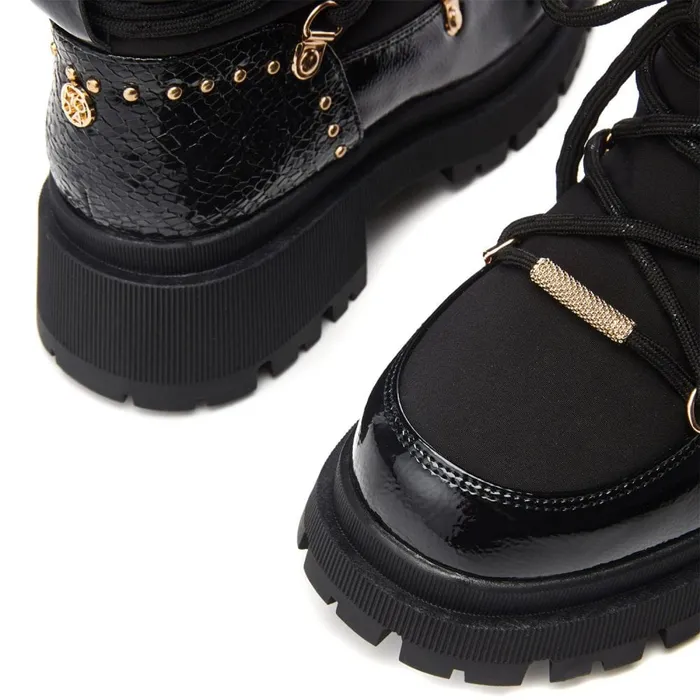 Moda In Pelle Oliwa Black Textile Women Chunky Boots