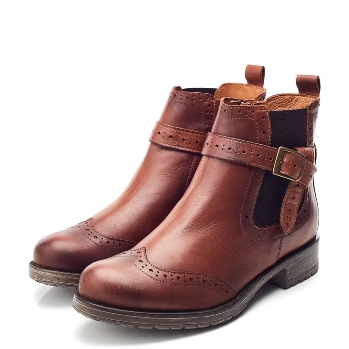 Moda In Pelle Orset Tan Leather Women Chelsea Boots