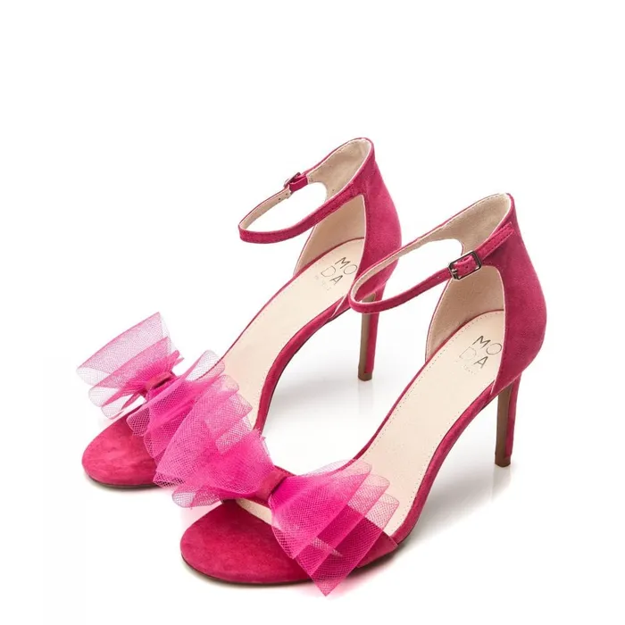 Moda In Pelle Raeleigh Raspberry Suede Women Mid Heel Shoes