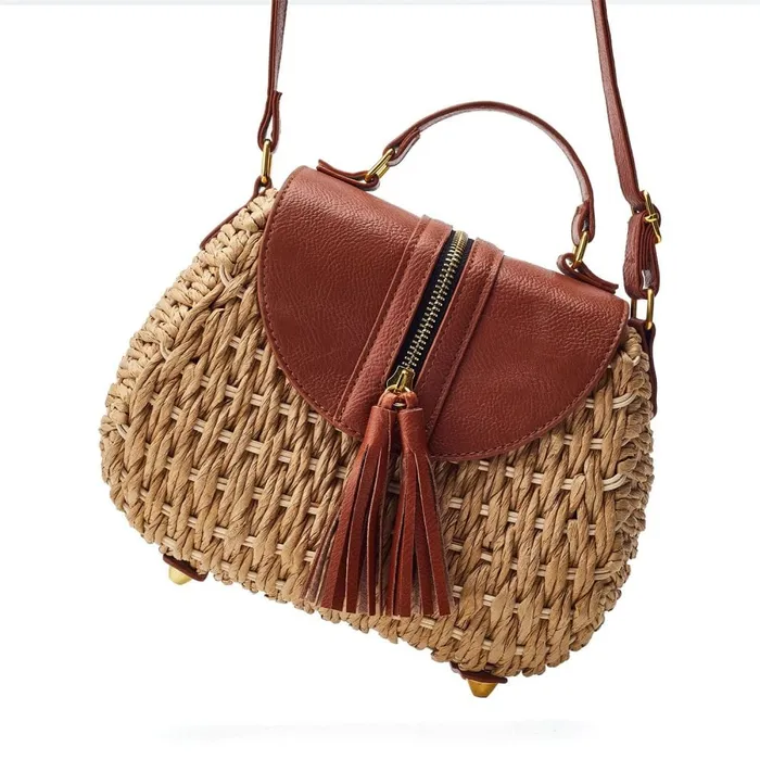 Moda In Pelle Ravello Bag Tan Raffia Women Clutch Bags