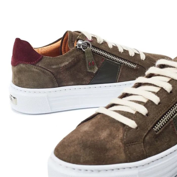Moda In Pelle Shoon Sh Ely Khaki Suede Women Casual Trainers