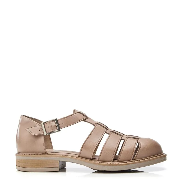 Moda In Pelle Shoon Sh Imari Beige Leather Women Flat Sandals