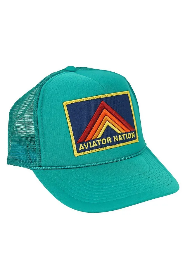 MOUNTAIN STRIPE VINTAGE TRUCKER HAT WomenMen Aviator Nation Trucker Hats