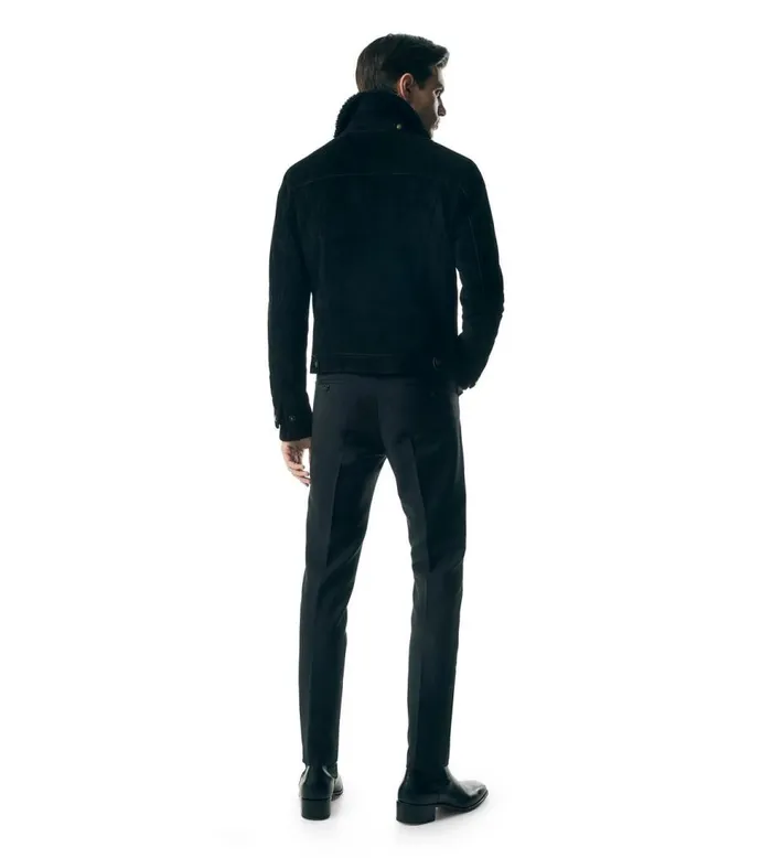 Outerwear Men TOM FORD CASHMERE SUEDE SHEARLING TRUCKER Black Outerwear Men TOM FORD CASHMERE SUEDE SHEARLING TRUCKER Black