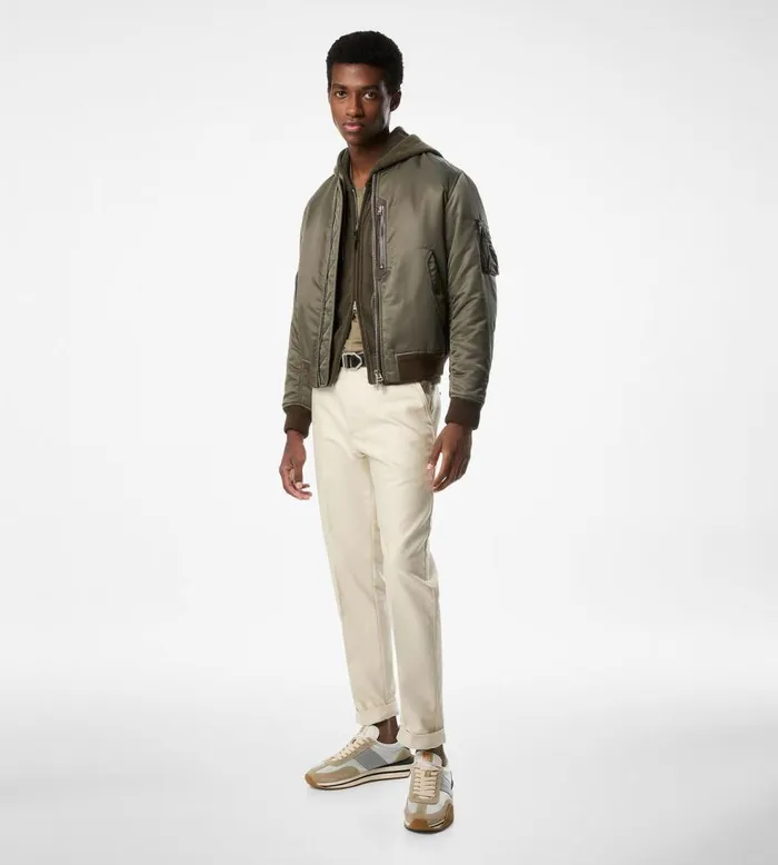 Outerwear Men TOM FORD NYLON SHINY TWILL BOMBER Military Green