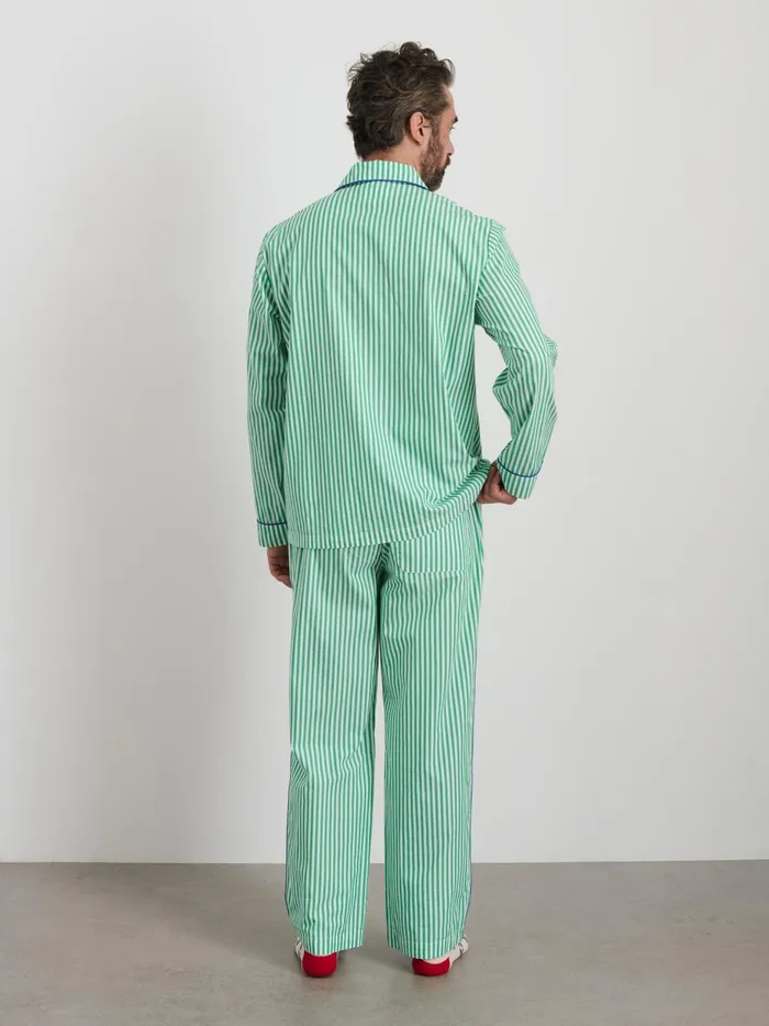 P039jimmies Sleep Shirt In Stripe Green Stripe Men Alex Mill Pajamas Slippers
