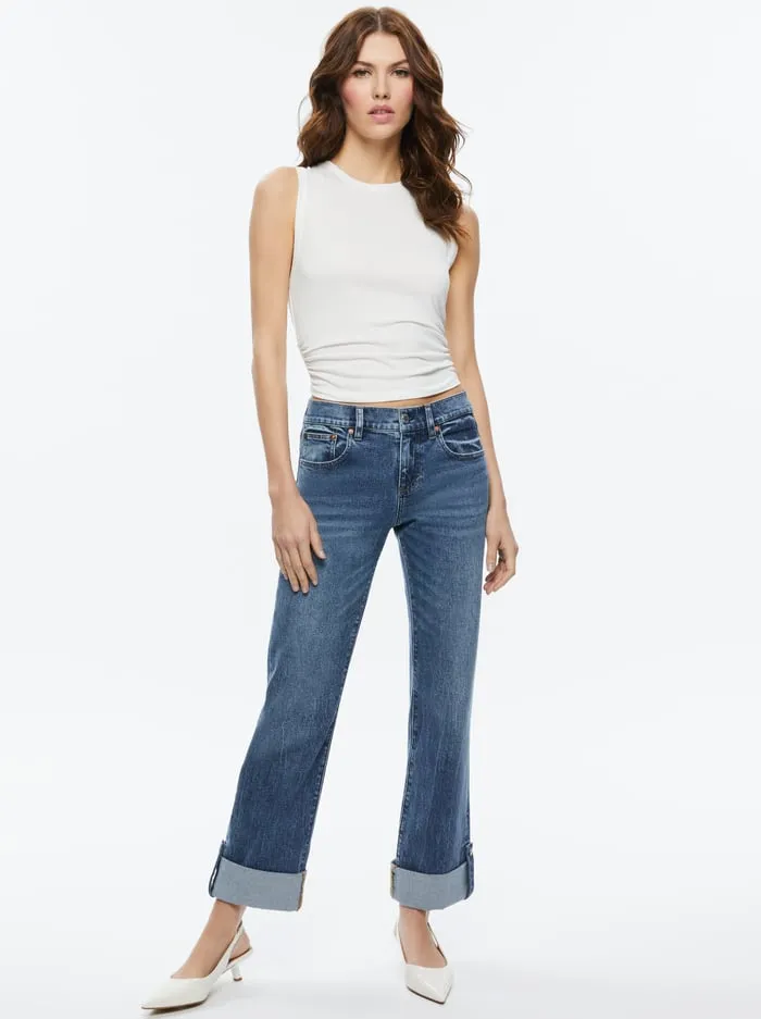 Pants Women Alice Olivia Abilene Cuffed Jean Brooklyn Blue