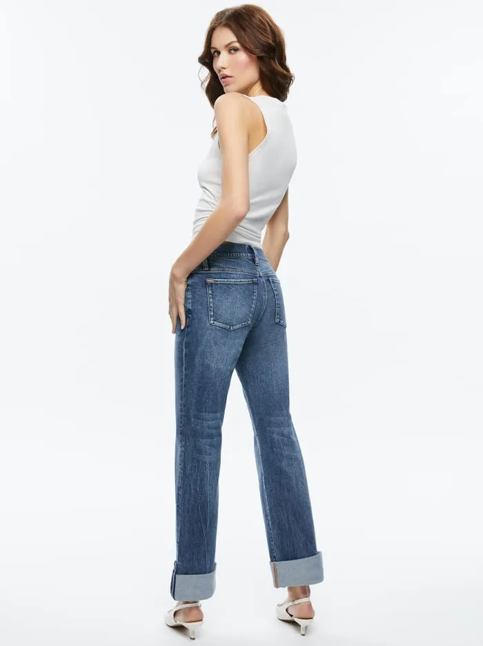 Pants Women Alice Olivia Abilene Cuffed Jean Brooklyn Blue
