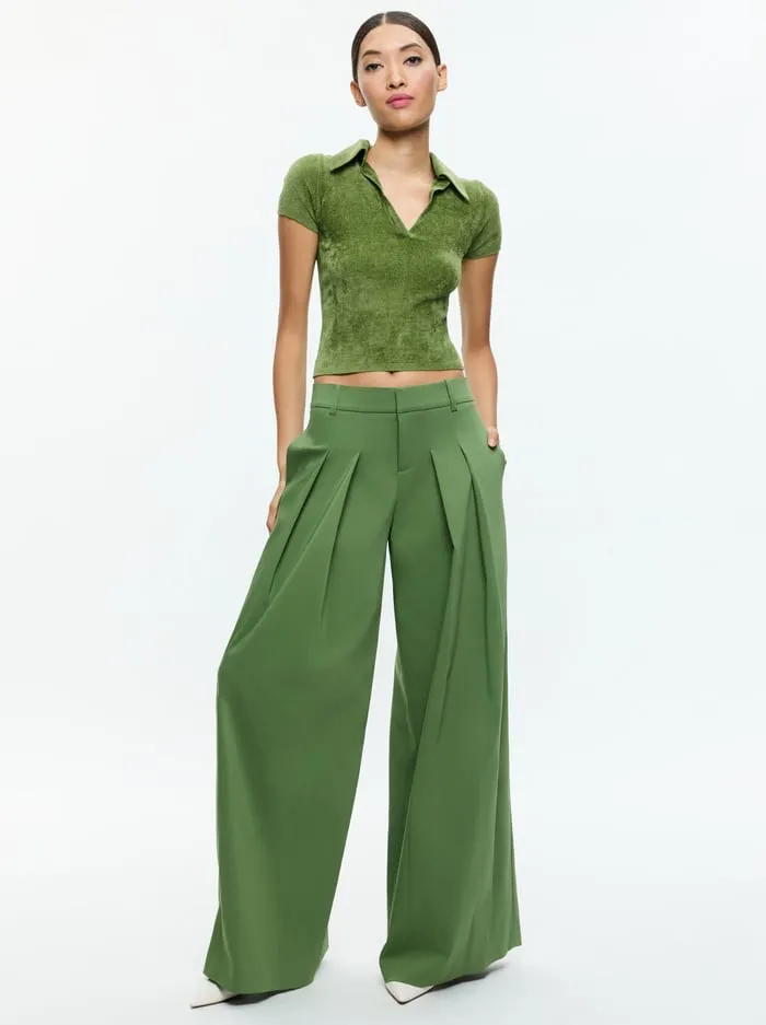 Pants Women Alice Olivia Blaire Wide Leg Pleated Pant Avocado