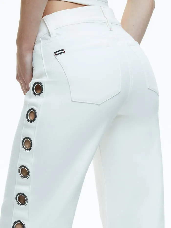 Pants Women Alice Olivia Jenny Low Rise Side Grommet Jean Off White