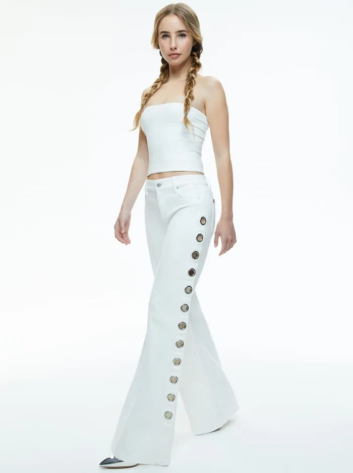 Pants Women Alice Olivia Jenny Low Rise Side Grommet Jean Off White
