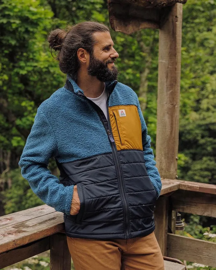 Passenger Tops Men Born Explorer Recycled PolarLined Sherpa Fleece Blue Steel Blue Steel