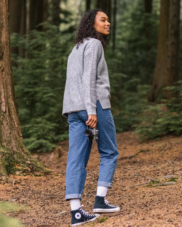 Passenger Tops Women Cove Recycled Knitted Jumper Grey Marl Grey Marl