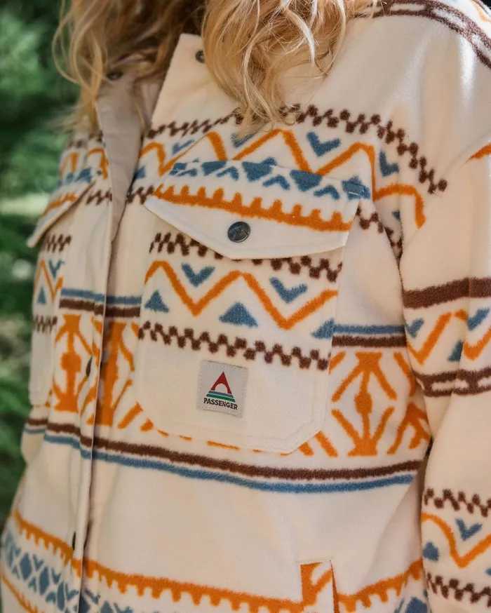 Passenger Tops Women East Recycled Polar Oversized Shirt Homespun Stripe Sunrise Orange Homespun Stripe Sunrise Orange