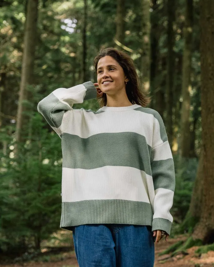 Passenger Tops Women Moments Oversized Organic Knitted Jumper Pistachio Stripe Pistachio Stripe