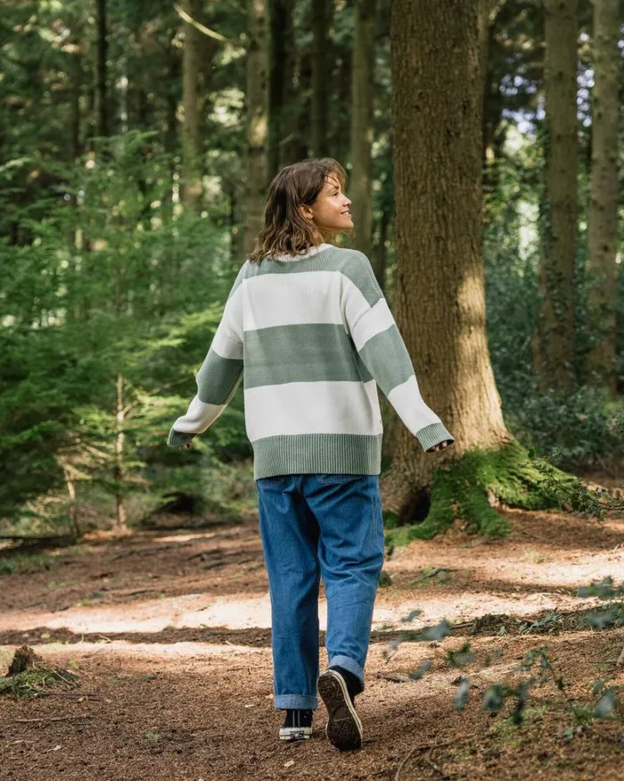 Passenger Tops Women Moments Oversized Organic Knitted Jumper Pistachio Stripe Pistachio Stripe