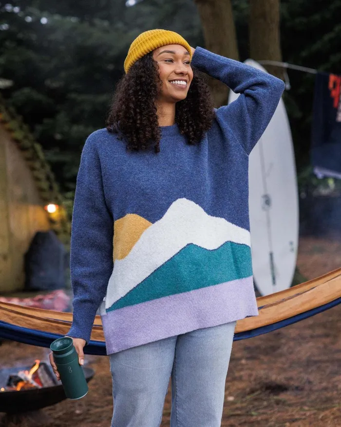 Passenger Tops Women Vista Recycled Knitted Jumper Dark Denim Dark Denim