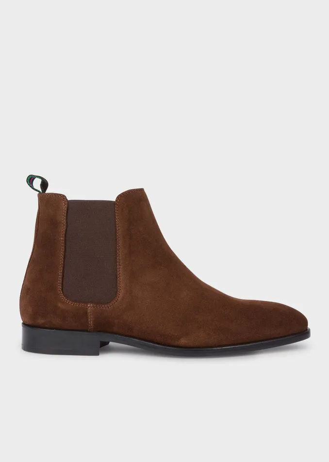 Paul Smith Boots Mens Dark Brown Suede 039Gerald039 Chelsea Boots Dark Brown