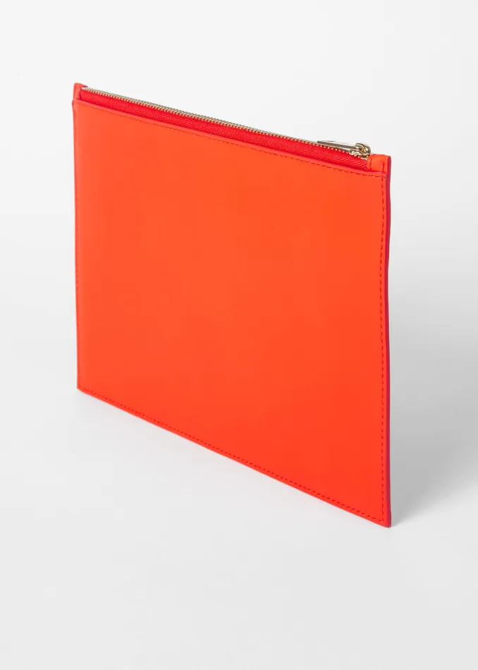 Paul Smith Purses Womens Orange Leather Purse Pouch Orange