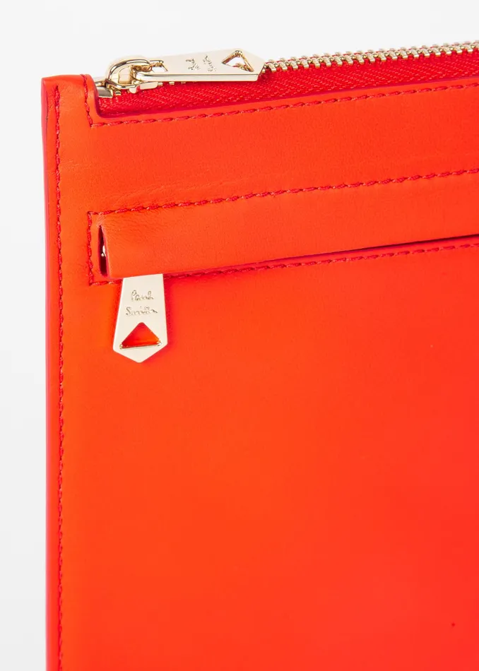 Paul Smith Purses Womens Orange Leather Purse Pouch Orange