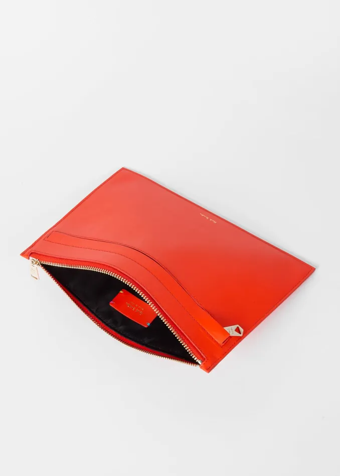 Paul Smith Purses Womens Orange Leather Purse Pouch Orange