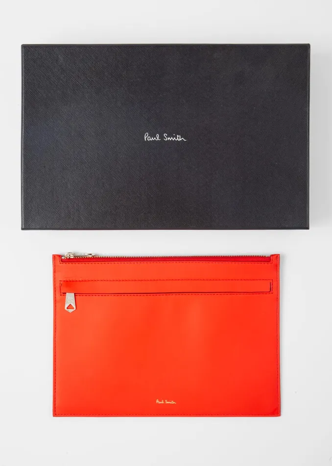 Paul Smith Purses Womens Orange Leather Purse Pouch Orange