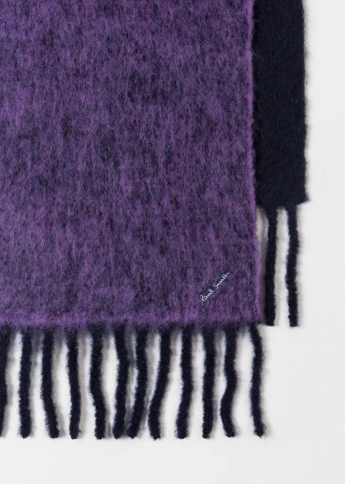 Paul Smith Scarves Womens Navy Scarf With Contrast Purple Detail Navy