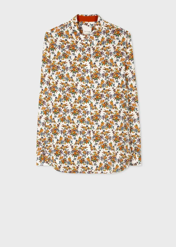 Paul Smith Shirts Womens Cream 039Mabel Floral039 Print Silk Shirt Cream