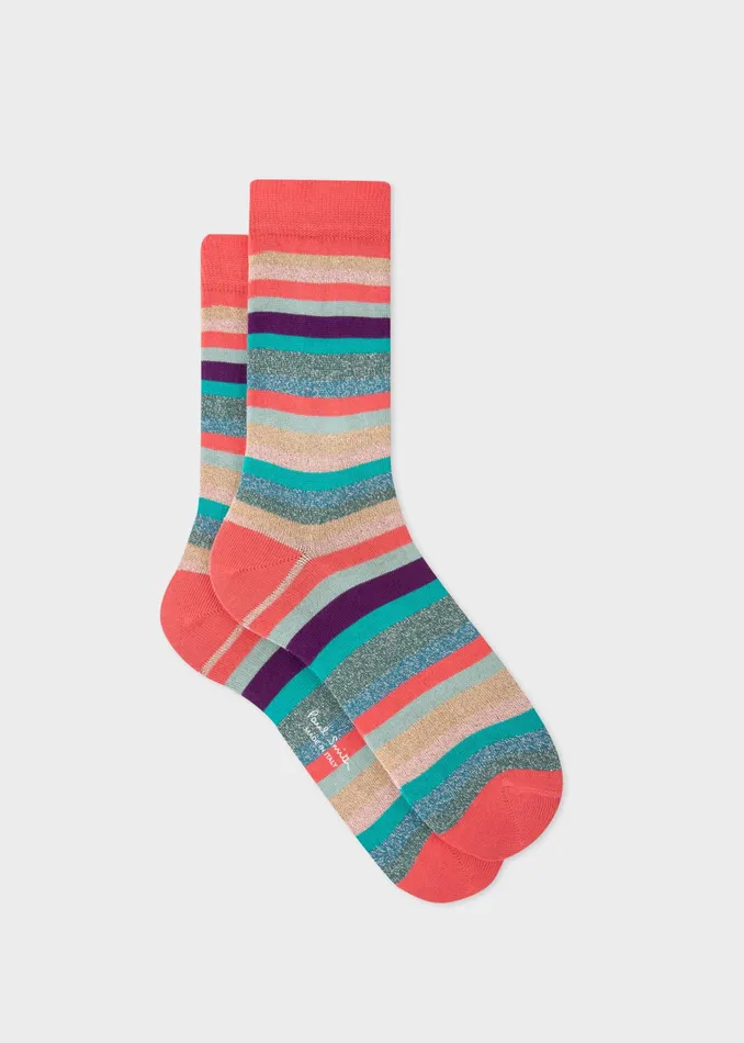 Paul Smith Socks Womens MultiColour Glitter 039Swirl Stripe039 Socks Multicolour