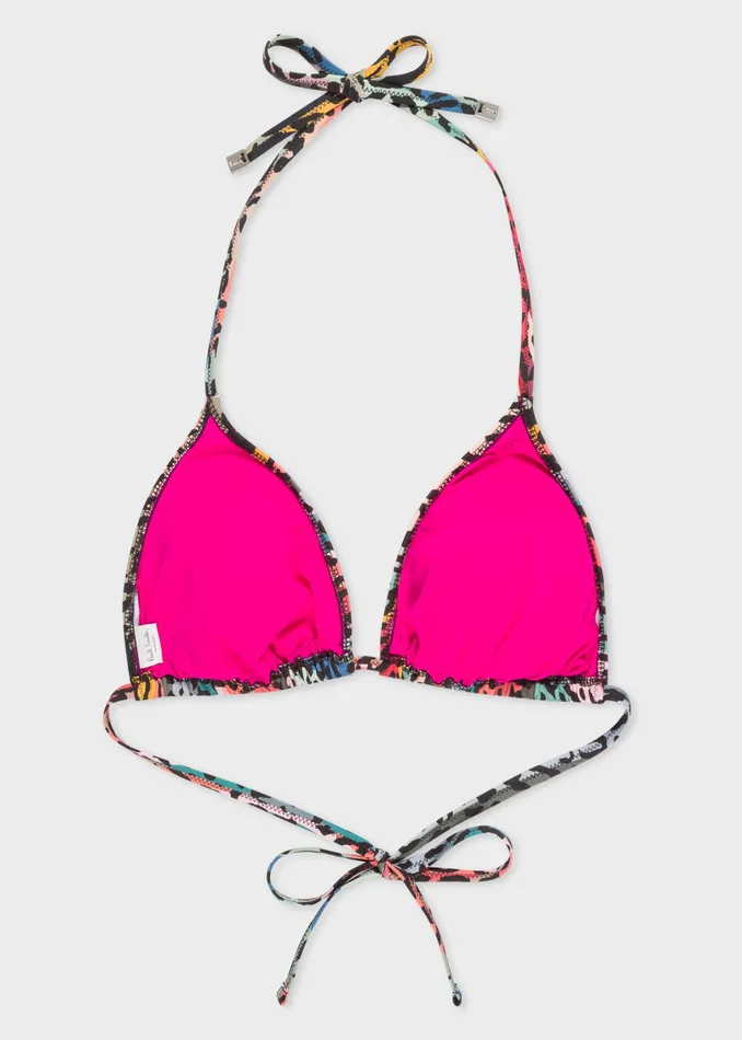 Paul Smith Swimwear Womens Leopard and Swirl039 Print Triangle Bikini Top Multicolour