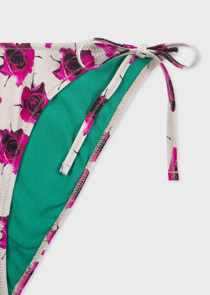 Paul Smith Swimwear Womens Monarch Rose039 Print TieSide Bikini Bottoms Pink
