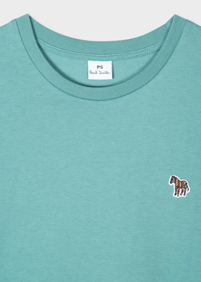 Paul Smith TShirts Womens Turquoise Zebra Logo Organic Cotton TShirt Turquoise
