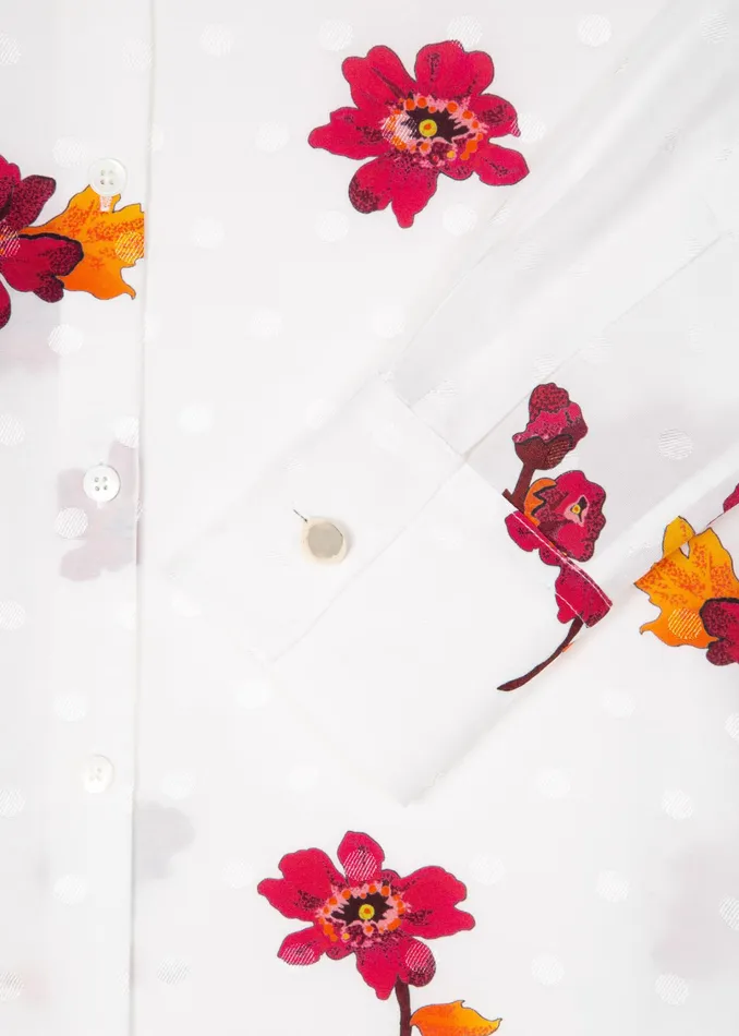 Paul Smith Tops Womens White 039Wild Rose039 Print Shirt White