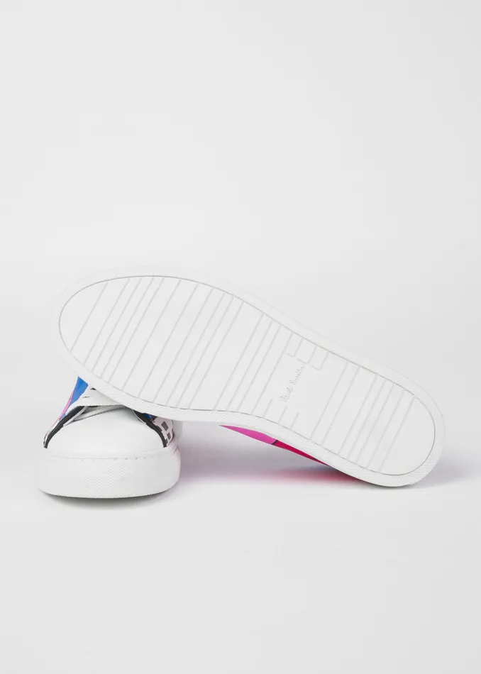 Paul Smith Trainers Womens LA Shop039 Print Leather 039Basso039 Trainers White
