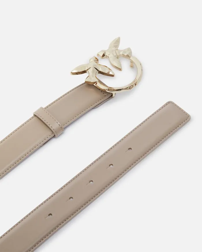 Pinko 3cm Leather Belt With Bird BuckleGalleria Lit Ashlightgold Women Belts